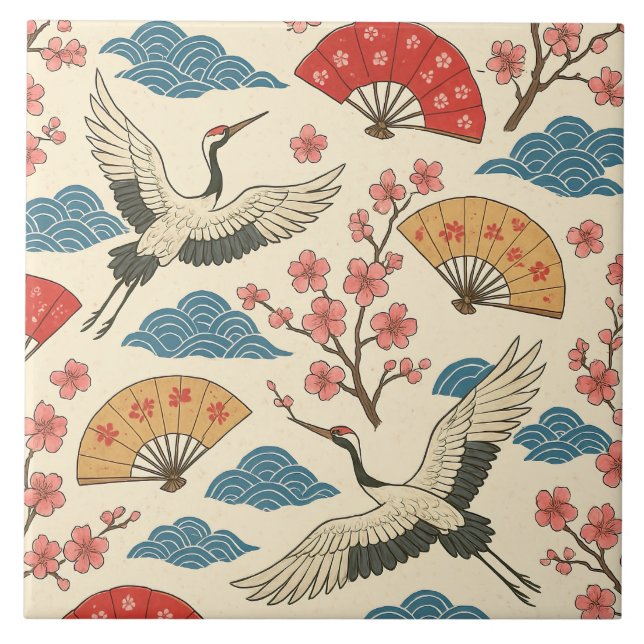 Grua Japonesa Padrão Sakura Tradicional Japonês (Frente)