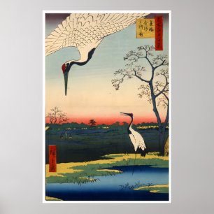 Gruas Arte de Pássaros Japonês Impressão de Dragão