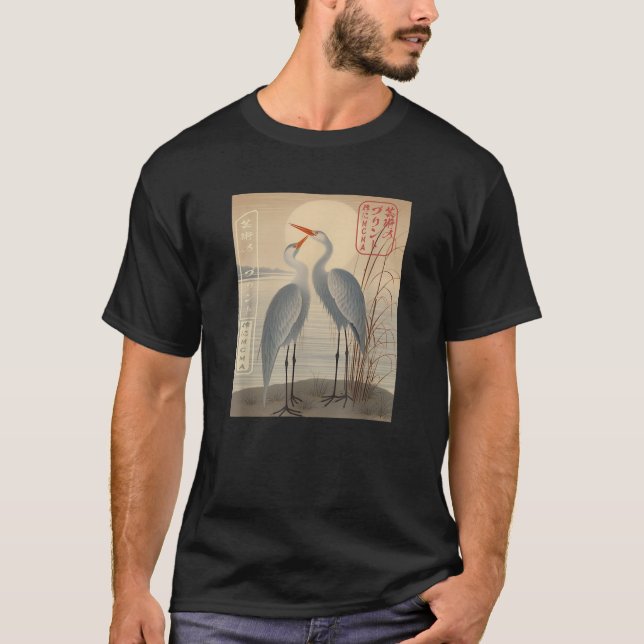 Gruas de dieta ukiyo e camiseta japonesa (Frente)