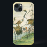 Gruas orientais pela água<br><div class="desc">Esta pintura do Vision Studio seria perfeita para uma coleção de pássaros. Este impressão de arte contemporânea de gruas brancas com asas pretas e marrons é perfeito para um fã de arte oriental e os detalhes adicionarão caráter a qualquer produto Zazzle.</div>