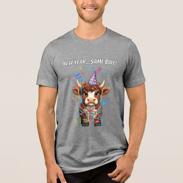 Grumpy Highland Cow New Year's Funny Sarcastic (Frente)