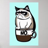 Grumpy Morning Cat Poster - Engraçado Muro de Arte