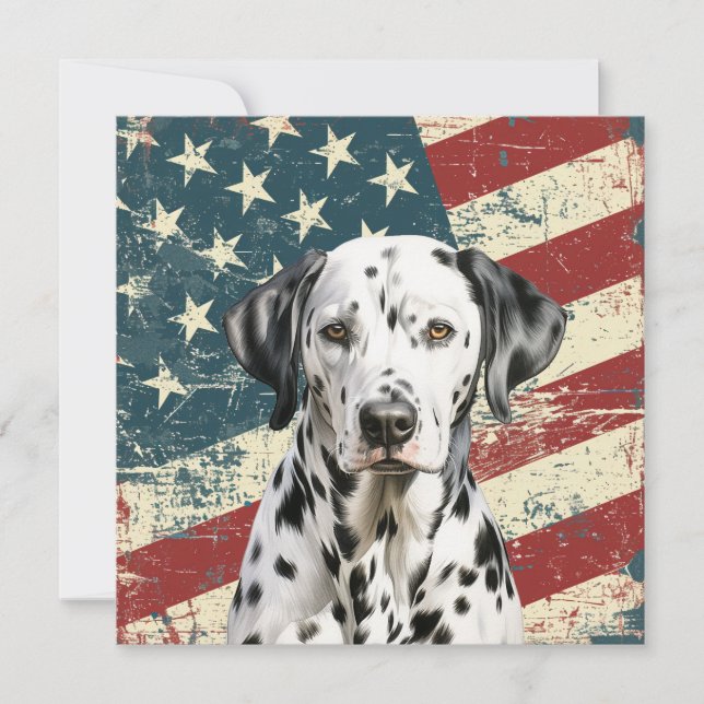 Grunge American Flag Dalmatian Flat Card (Frente)