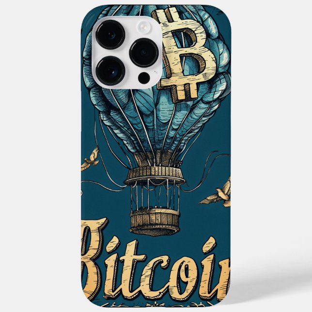 Grunge Bitcoin hot air balloon Blockchain design (Verso)