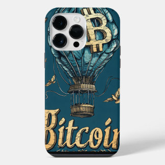 Grunge Bitcoin hot air balloon Blockchain design