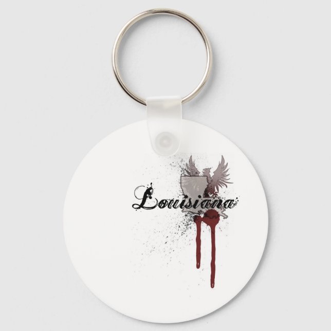 Grunge Blood Splatter Louisiana Chaveiro (Frente)
