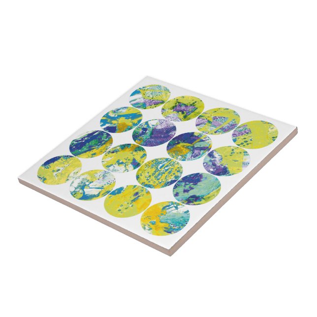 Grunge Bolinhas Amarelo Azul Ácido Círculo Abstrat (Lateral)