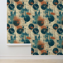 Grunge Bolinhas Azul Bola Castanho Arranhões Moder