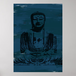 Grunge Buddha Poster - Teal Escuro