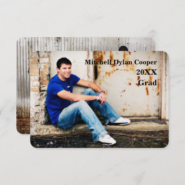 Grunge Casual - Anúncio de Graduação 3x5 (Frente/Verso)