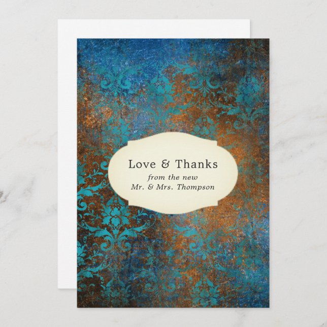 Grunge Copper Patina e Cartões de agradecimentos d (Frente/Verso)