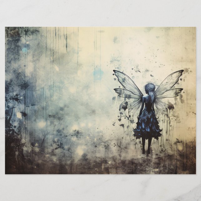 Grunge Fairy Scrapbook Paper (Verso)