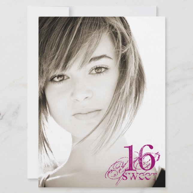 Grunge floral - convite do doce 16 da foto (Frente)