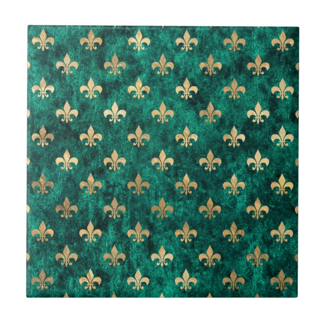 Grunge Green Velvet Fleur De Lis Mardi Gras (Frente)