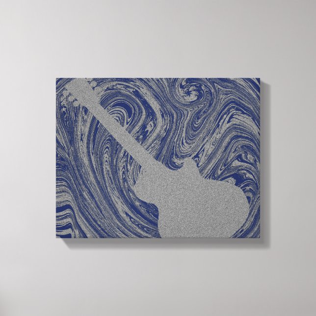 Grunge Guitar Swirls Canvas Print, Blue (Frente)