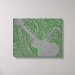 Grunge Guitar Swirls Canvas Print, Green
