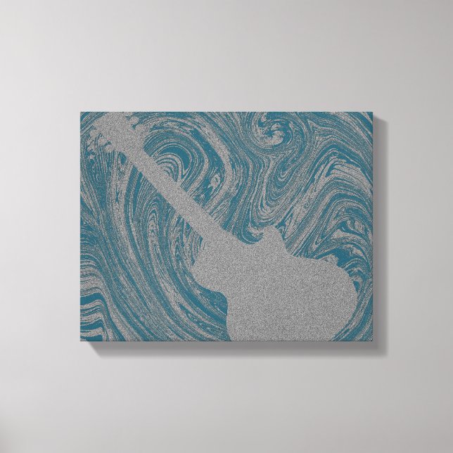 Grunge Guitar Swirls Canvas Print, Teal (Frente)