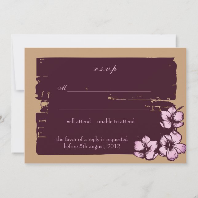 Grunge hibiscus - cartões rsvp (Frente)