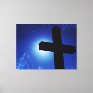 Grunge Moonlit Cross Canvas