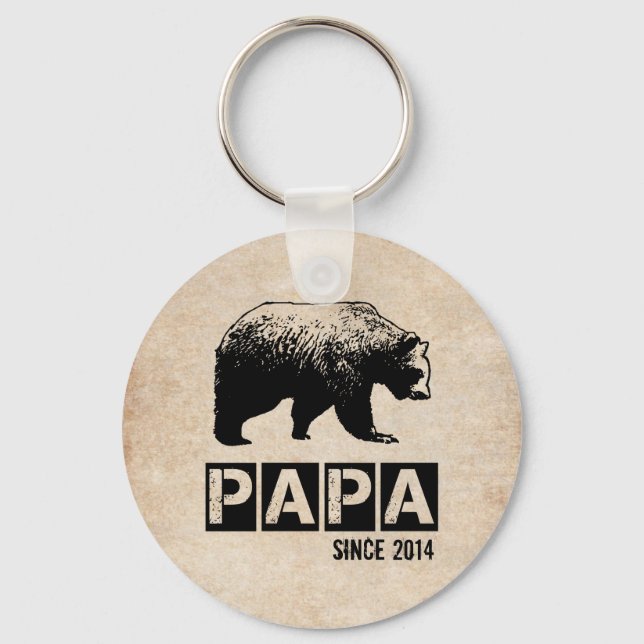 Grunge Papa Bear ano da paternidade Chaveiro (Frente)