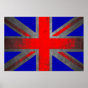 Grunge pop art bandeira do Reino Unido poster