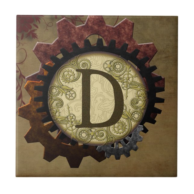 Grunge Steampunk Gears - Letra D (Frente)