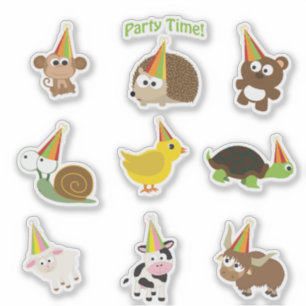 Grupo bonito da etiqueta dos animais do tempo do