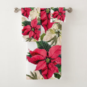 Grupo branco & vermelho de toalha da flor da