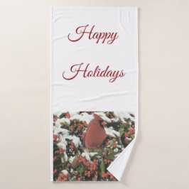 Grupo cardinal de toalha do banheiro do feriado