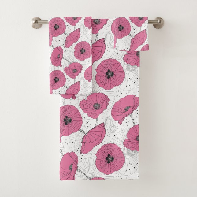 Grupo cor-de-rosa de toalha das flores da papoila (Insitu)