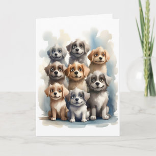 Grupo de Cães Felizes Retrato Cartão de Abertura e