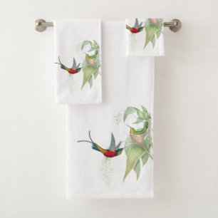 Grupo de toalha de banho das flores dos pássaros