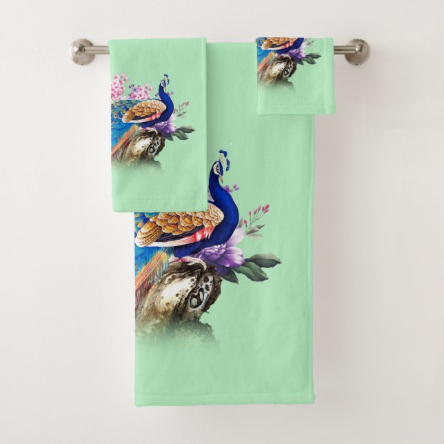 Grupo de toalha de banho de Peackock dos azuis (Insitu)