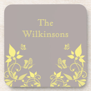 Grupo floral da porta copos da borboleta amarela