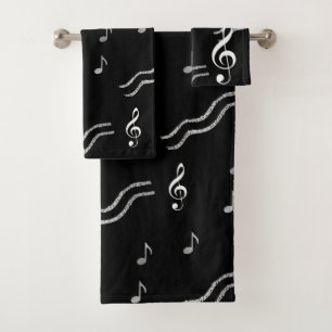Grupo preto e branco de toalha das notas da músic