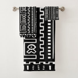 Grupo preto e branco de toalha de Mudcloth