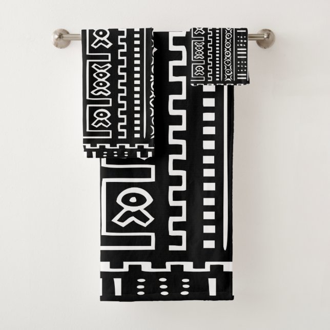 Grupo preto e branco de toalha de Mudcloth (Insitu)