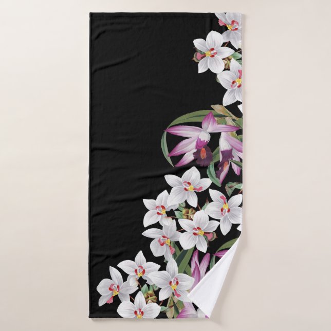 Grupo roxo branco de toalha de banho das flores da (Toalha de Banho)