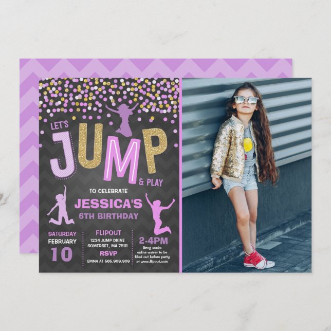 Grupo Trampoline de Salto de Convite de Aniversári (Frente/Verso)