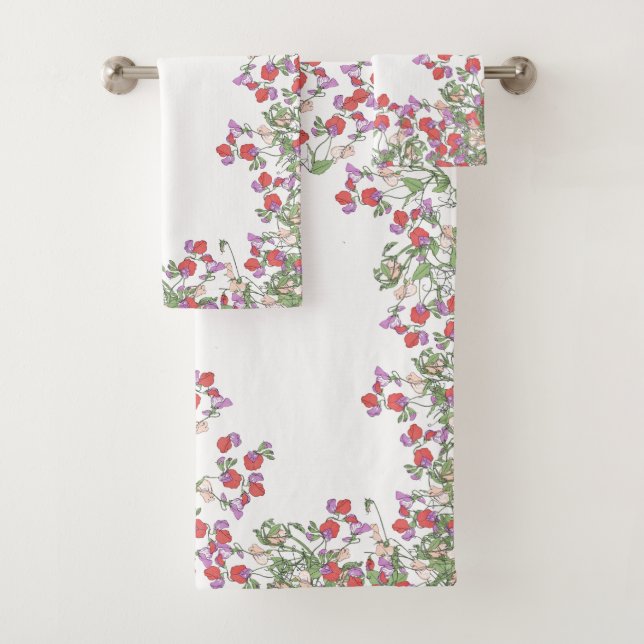 Grupo vermelho de toalha de banho das flores da (Insitu)