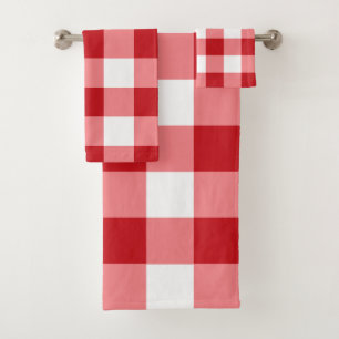 Grupo vermelho e branco de toalha de banho da