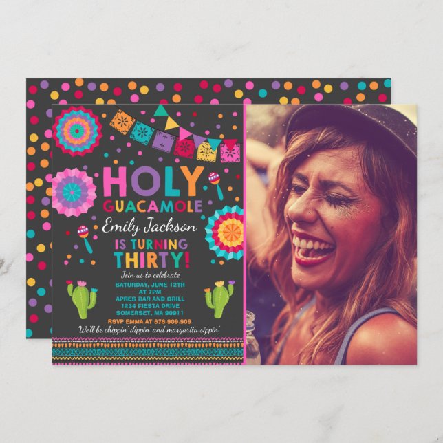 Guacamole santamente 30 do convite do aniversário (Frente/Verso)