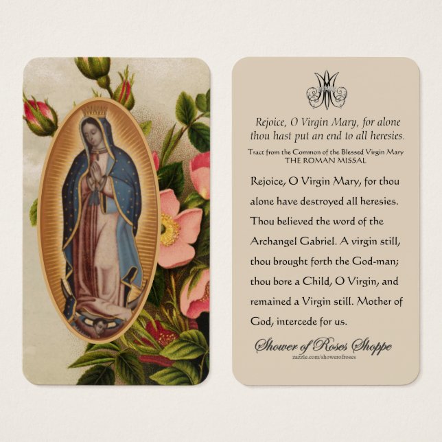 Guadalupe Mary Prayer Contra Heresias (Frente & Verso)
