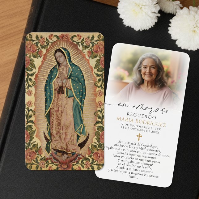 Guadalupe Memorial Photo Spanish Prayer Cards (Criador carregado)