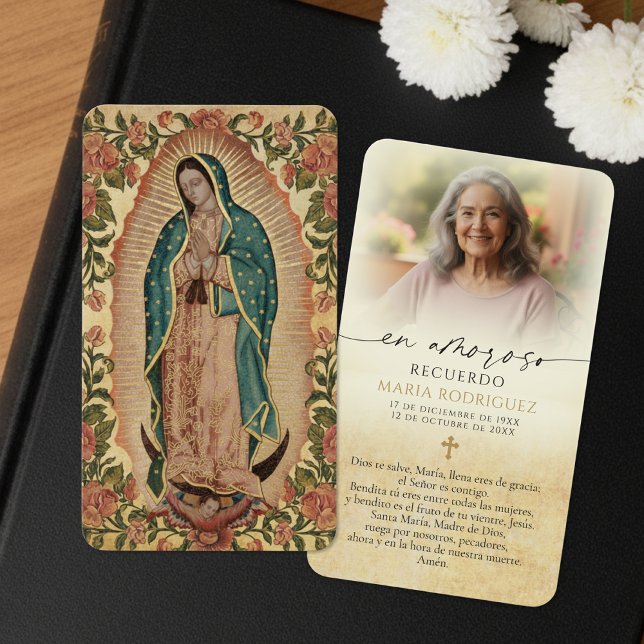 Guadalupe Photo Memorial Spanish Funeral Cards (Criador carregado)