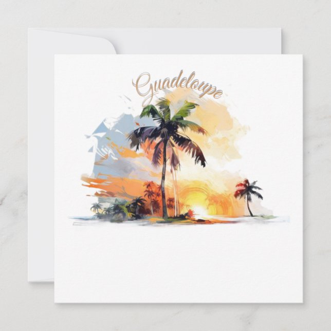 Guadeloupe: Coucher de Soleil Tropical en Aquarell (Frente)