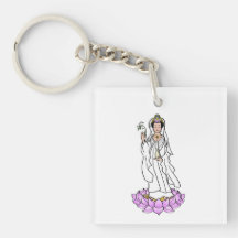 Guan Yin Bodhisattva no Lotus Acrylic Chaveiro