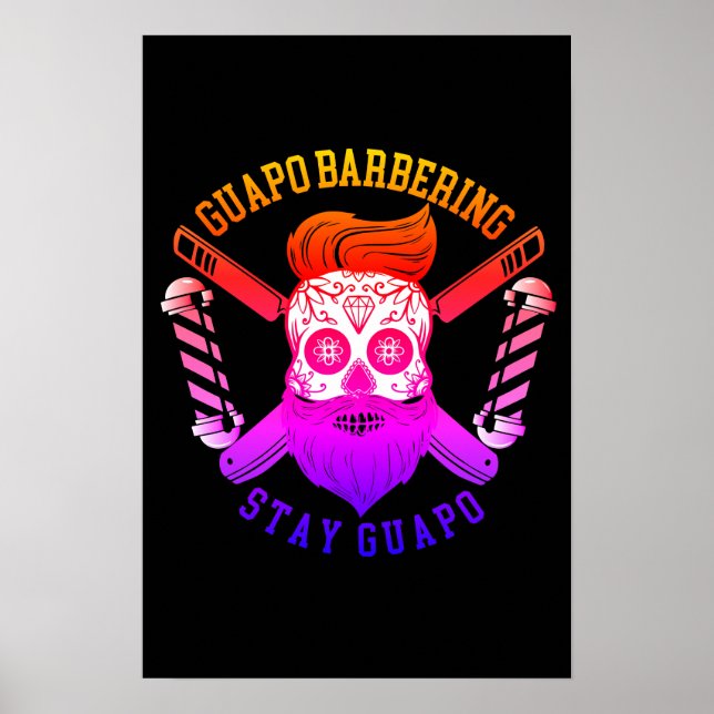 Guapo Barbering Black Gloss Poster W/ Rainbow (Frente)