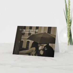 Guarda-chuva de Casal Fofo Cartão de Feliz Anivers