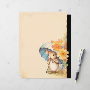 Guarda-chuva laranja de flores de papel antigo fof
